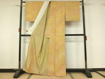 平和屋着物▽上質な小紋　単衣　霞文　正絹　逸品　AABM1836jh