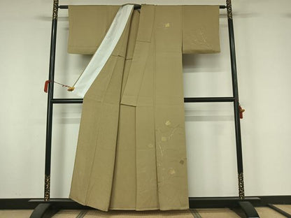 平和屋着物▽訪問着　単衣　竹屋町刺繍　源氏香草葉文　金銀彩　正絹　逸品　AABM1840jh