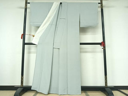 平和屋着物▽上質な色無地　単衣　水色　正絹　逸品　AABM1843jh