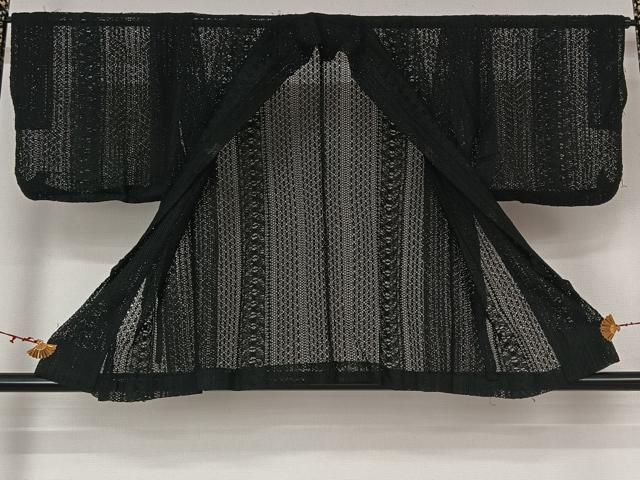 平和屋着物▽道中着　スリーシーズン　春夏秋　塵除け　花間道　黒地　正絹　逸品　AABM1844jh