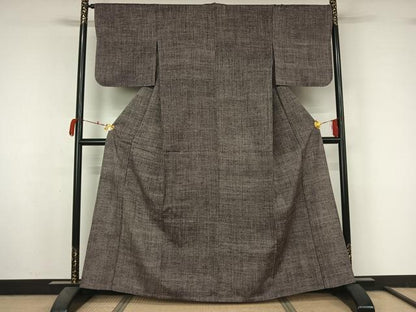平和屋着物▽上質な紬　単衣　霞文　正絹　逸品　AABM1850jh