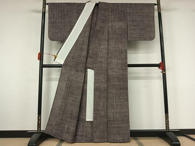 平和屋着物▽上質な紬　単衣　霞文　正絹　逸品　AABM1850jh
