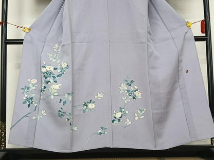 平和屋着物▽訪問着　単衣　作家物　枝花文　正絹　逸品　AABM1858jh