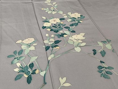 平和屋着物▽訪問着　単衣　作家物　枝花文　正絹　逸品　AABM1858jh