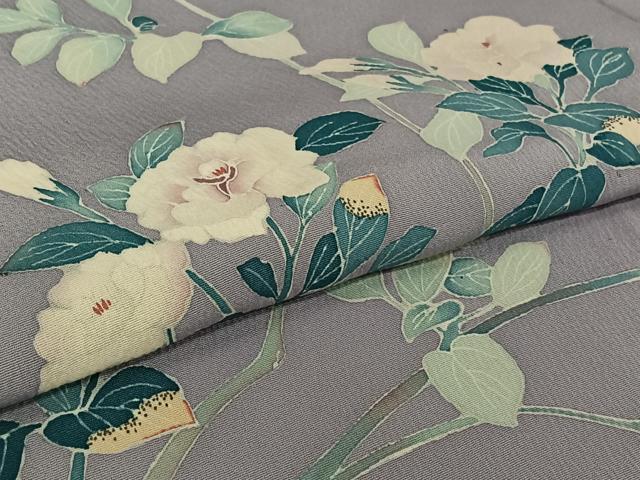 平和屋着物▽訪問着　単衣　作家物　枝花文　正絹　逸品　AABM1858jh