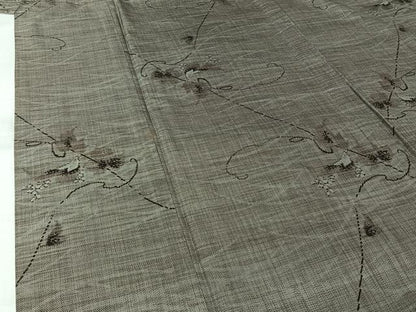 平和屋着物▽本場大島紬　単衣　9マルキ　花唐草文　正絹　逸品　AABM1862jh