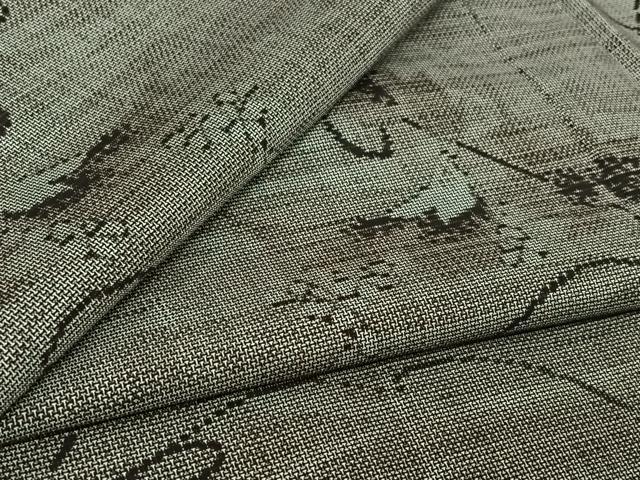 平和屋着物▽本場大島紬　単衣　9マルキ　花唐草文　正絹　逸品　AABM1862jh