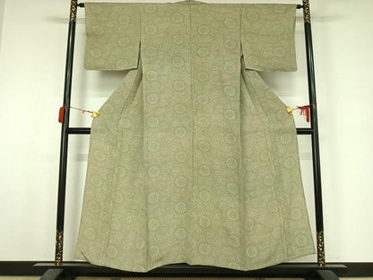 平和屋着物▽江戸小紋　単衣　花唐草文　鮫小紋柄　正絹　逸品　AABM1864jh