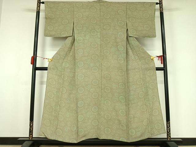 平和屋着物▽江戸小紋　単衣　花唐草文　鮫小紋柄　正絹　逸品　AABM1864jh