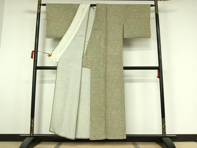 平和屋着物▽江戸小紋　単衣　花唐草文　鮫小紋柄　正絹　逸品　AABM1864jh