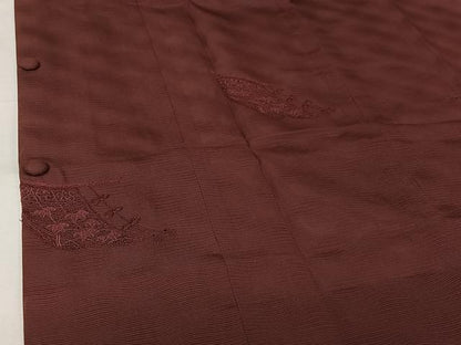 平和屋着物▽道行コート　スリーシーズン　春夏秋　塵除け　几帳花文　暗紅色　正絹　逸品　AABM1880jh