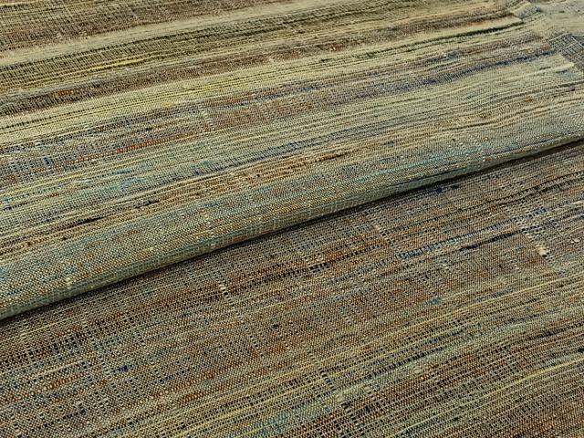 平和屋着物▽郡上紬　草木染　単衣　横段文　正絹　逸品　AABM1886jh