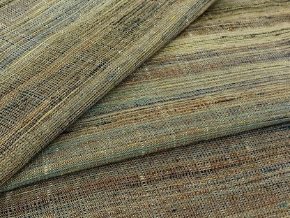 平和屋着物▽郡上紬　草木染　単衣　横段文　正絹　逸品　AABM1886jh