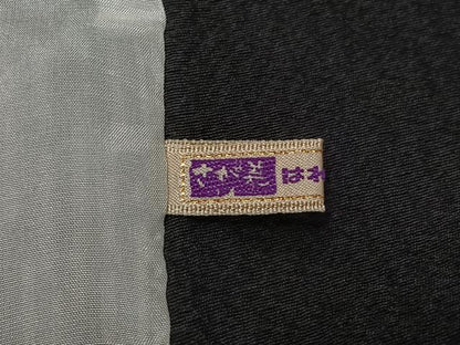 平和屋着物▽上質な小紋　単衣　幾何学文様　黒地　さが美扱い　正絹　逸品　AABM1980jh