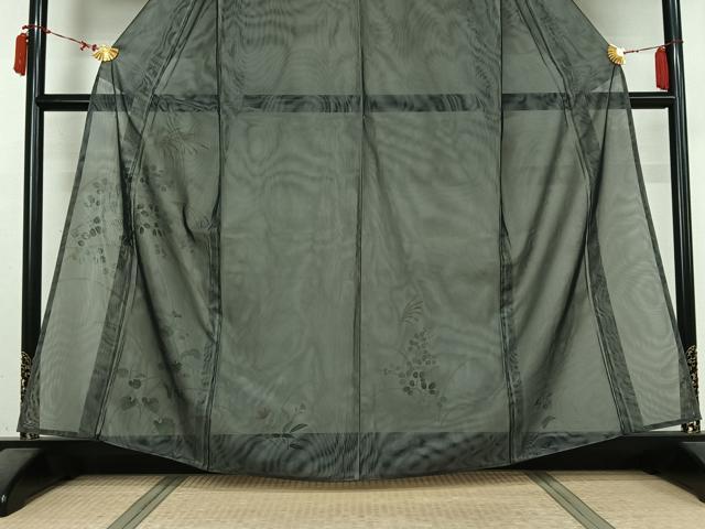 平和屋着物▽訪問着　無双　紗袷　紗×紗　草花文　金彩　正絹　逸品　AABM1983jh