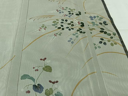 平和屋着物▽訪問着　無双　紗袷　紗×紗　草花文　金彩　正絹　逸品　AABM1983jh