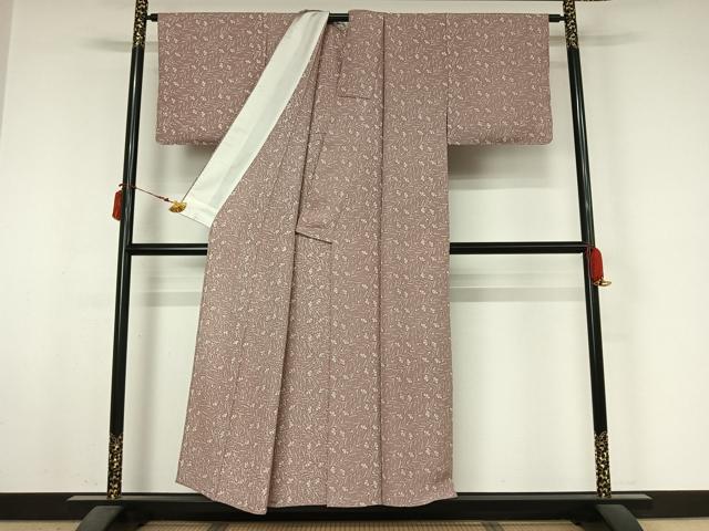 平和屋着物▽上質な小紋　単衣　草花文　正絹　逸品　未使用　AABM1984jh