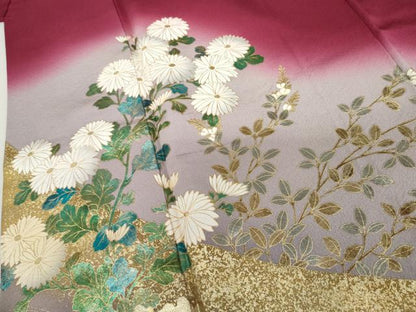 平和屋着物●訪問着　鴛鴦花文　暈し染め　金銀彩　正絹　逸品　AABM2002cs