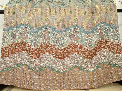 平和屋着物●訪問着　型染め　吉祥花鳥文　正絹　逸品　AABM2003cs