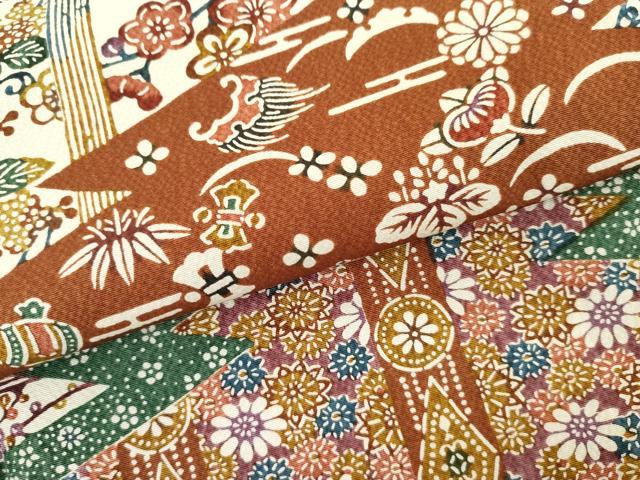 平和屋着物●訪問着　型染め　吉祥花鳥文　正絹　逸品　AABM2003cs