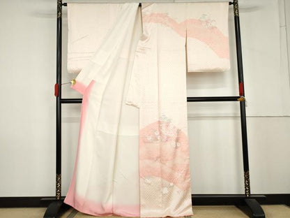 平和屋着物●訪問着　絞り　草花文　正絹　逸品　AABM2004cs