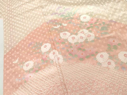 平和屋着物●訪問着　絞り　草花文　正絹　逸品　AABM2004cs