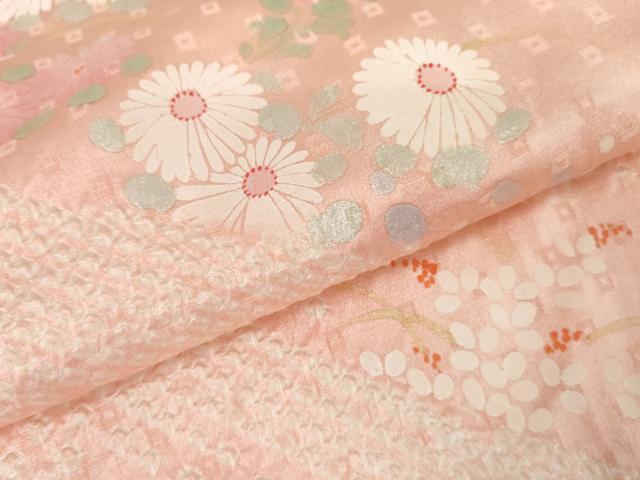 平和屋着物●訪問着　絞り　草花文　正絹　逸品　AABM2004cs