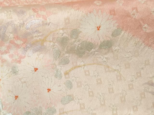 平和屋着物●訪問着　絞り　草花文　正絹　逸品　AABM2004cs