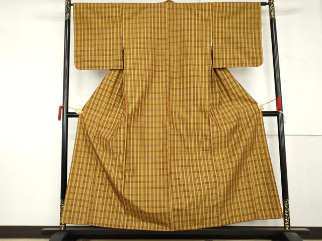 平和屋着物●無形文化財　本場黄八丈　近藤傳　草木染　手織　紬　格子　正絹　逸品　AABM2006cs