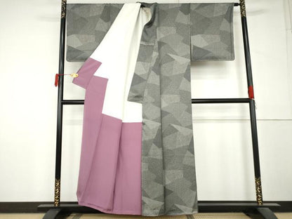 平和屋着物●江戸小紋　切嵌　黒地　正絹　逸品　AABM2008cs