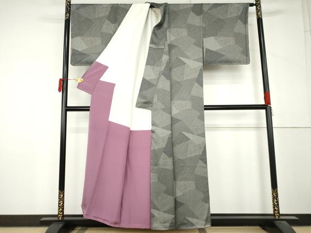 平和屋着物●江戸小紋　切嵌　黒地　正絹　逸品　AABM2008cs