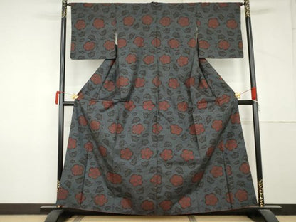 平和屋着物●本場大島紬　7マルキ　花唐草文　正絹　逸品　AABM2017cs