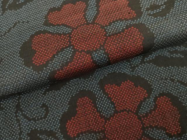 平和屋着物●本場大島紬　7マルキ　花唐草文　正絹　逸品　AABM2017cs
