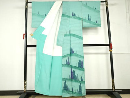 平和屋着物●訪問着　樹林文　正絹　逸品　AABM2018cs