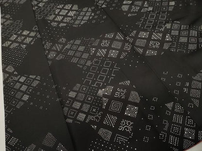 平和屋着物●上質な小紋　吉祥菱文　黒地　正絹　逸品　AABM2030cs