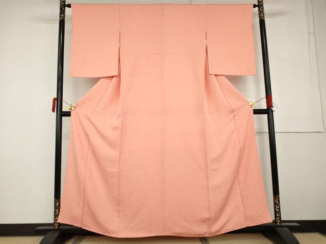 平和屋着物●上質な色無地　花尽くし地紋　薄紅色　正絹　逸品　AABM2032cs