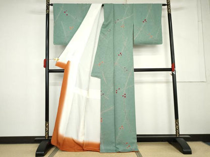 平和屋着物●上質な小紋　絞り　枝花文　正絹　逸品　未使用　AABM2034cs