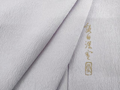 平和屋着物●上質な色無地　作家物　草花地紋　藤色　正絹　逸品　AABM2043cs