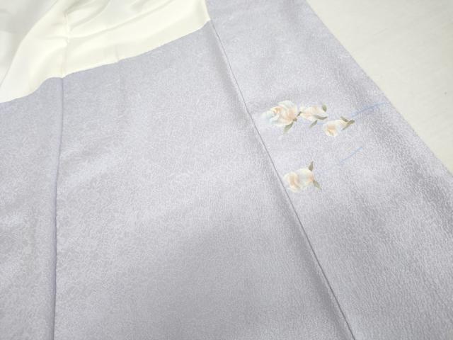 平和屋着物●上質な色無地　作家物　草花地紋　藤色　正絹　逸品　AABM2043cs