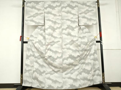 平和屋着物●本場大島紬　白大島　9マルキ　雲重ね文　正絹　逸品　AABM2046cs