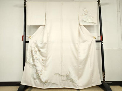 平和屋着物●訪問着　枝花文　金銀彩　正絹　逸品　AABM2049cs