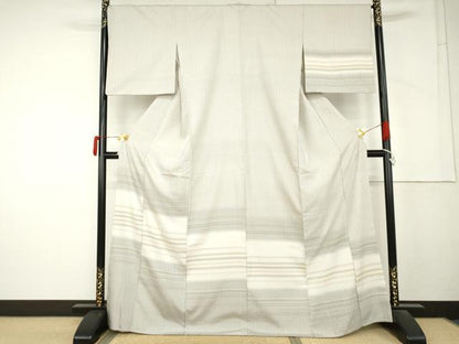 平和屋着物●藤山千春　訪問着　お召地　吉野間道　正絹　逸品　AABM2057cs