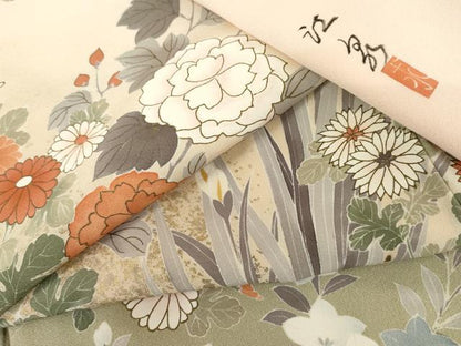 平和屋着物●訪問着　作家物　草花文　暈し染め　金彩　正絹　逸品　AABM2071cs