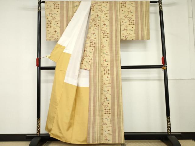 平和屋着物●上質な紬　琉球絣文様　正絹　逸品　AABM2089cs