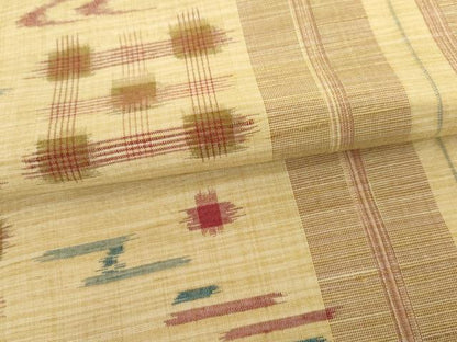 平和屋着物●上質な紬　琉球絣文様　正絹　逸品　AABM2089cs