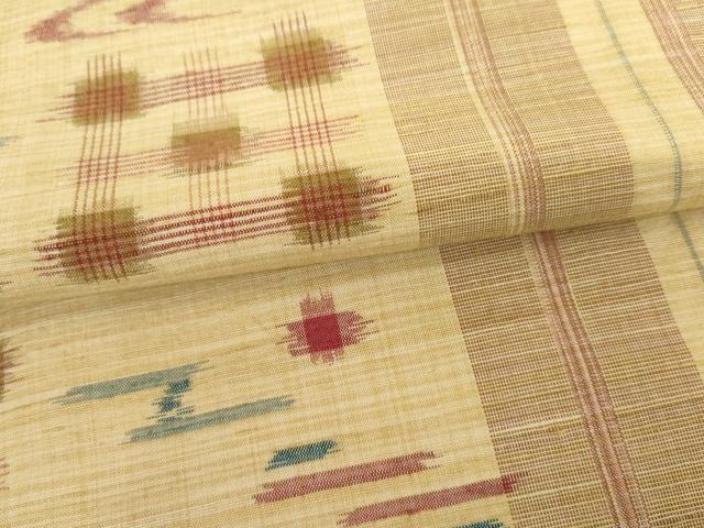 平和屋着物●上質な紬　琉球絣文様　正絹　逸品　AABM2089cs