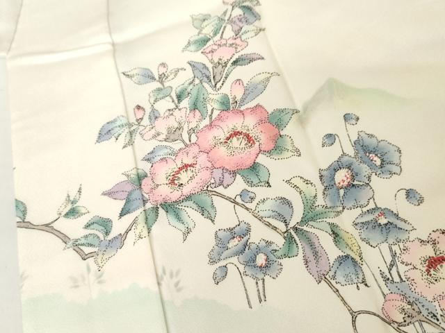 平和屋着物●長襦袢　無双仕立て　刺繍　草花文　暈し染め　正絹　逸品　AABM2109cs