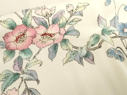 平和屋着物●長襦袢　無双仕立て　刺繍　草花文　暈し染め　正絹　逸品　AABM2109cs