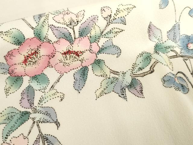 平和屋着物●長襦袢　無双仕立て　刺繍　草花文　暈し染め　正絹　逸品　AABM2109cs