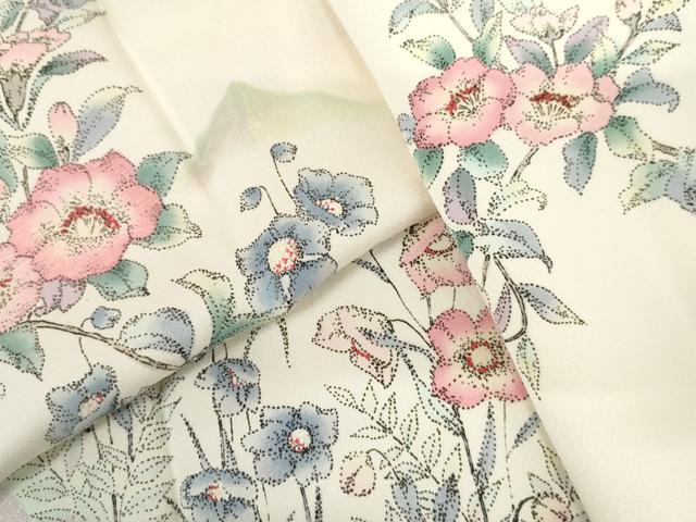 平和屋着物●長襦袢　無双仕立て　刺繍　草花文　暈し染め　正絹　逸品　AABM2109cs